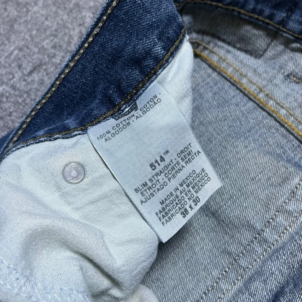 Levis 514 Slim Straight Jeans 38x30 Blue Denim Medium Wash Mens Pants